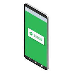 成功 画面を表示するスマートフォン モバイルデバイス のベクターイラスト