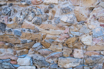 rustic wall texture of stone blocks of different tones