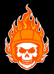 fire skull head vector wearing helmet