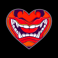 vector illustration heart shaped samurai mouth
