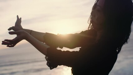 Attractive asian woman dancing in slow motion - Powered by Adobe