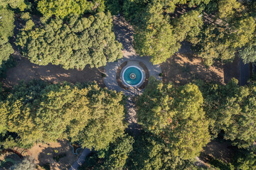 Drone photo of fountain in Sea Garden park in Varna city, Bulgaria - obrazy, fototapety, plakaty