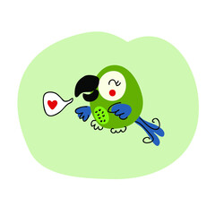 Hand drawn military macaw parrot. Perfect for T-shirt, poster, sticker and print. Doodle vector illustration for decor and design.
