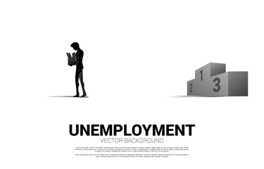 Unemployment man walk away from podium. business concept for unemployed people.