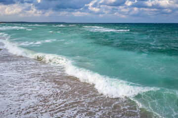 Waves in Shabla, small town on Black Sea coast in Bulgaria