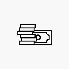 Cash, money, coin, dollar line icon, vector, illustration, logo template. Suitable for many purposes.