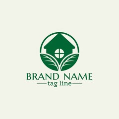 natural green house logo. vector illustration for business logo or icon