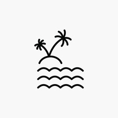 Beach, sea, island line icon, vector, illustration, logo template. Suitable for many purposes.