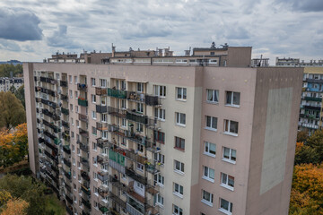 House of flats in area of 1 Sierpnia Street in Warsaw, Poland - obrazy, fototapety, plakaty