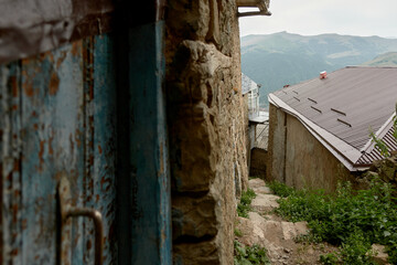 Kubachi, Republic of Dagestan, Russia - August 21, 2021: View of Kubachi, ancient mountain village, in Dagestan mountains.