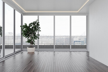 Illustration 3D rendering large luxury modern bright interiors Living room mockup computer digitally generated image