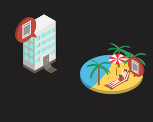 Fototapeta premium e-signature to sign document anywhere from office and from the beach during vacation