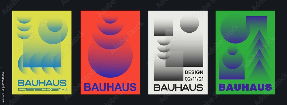 Wall mural Set of Swiss Design Posters. Geometric Shapes Pattern Vector Design. Modern bauhaus cover template.