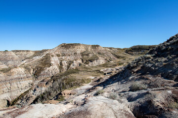 Fototapeta na wymiar Hiking trail at Horsethief Canyon in Munson, Albera on the Dinosaur Trail