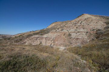 A sunny day in the Canadian Badlands in Alberta