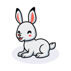 Cute little white rabbit cartoon