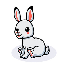 Cute little rabbit cartoon sitting