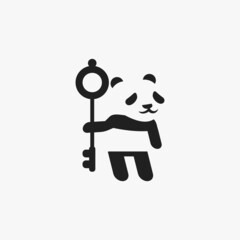 panda logo and lock. vector illustration for business logo or icon