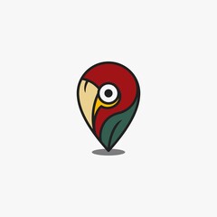 parrot logo and location. vector illustration for business logo or icon