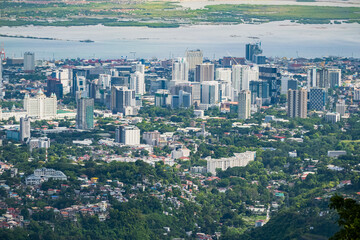 Aerial view of downtown city