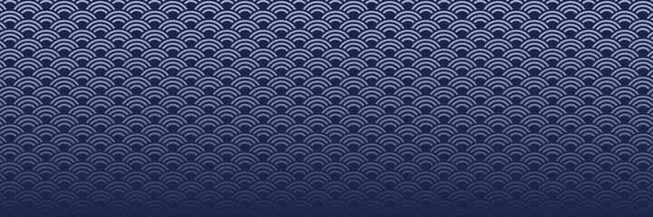 Blue japanese seamless pattern, oriental background. Vector illustration