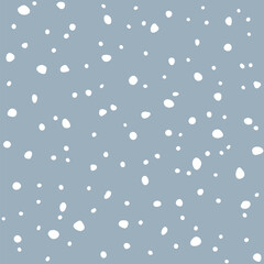 Falling snow seamless pattern. White snow and blue sky vector background. Winter snowfall.