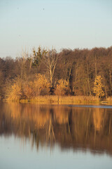 Fototapeta premium autumn landscape with lake