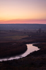 sunset over the river