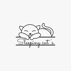 simple logo of a sleeping cat. vector illustration for business logo or icon