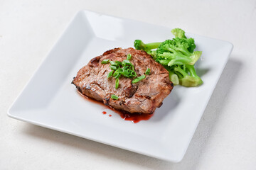 beef steak with salad