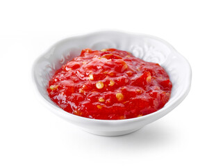 bowl of red hot chili pepper sauce