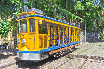 Rio de Janeiro, Tram railroad, Old city street view, Brazil, South America