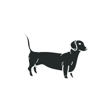 Dachshund Icon Silhouette Illustration. Dog Animal Vector Graphic Pictogram Symbol Clip Art. Doodle Sketch Black Sign.