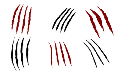 Claw marks vector elements bloody black and red