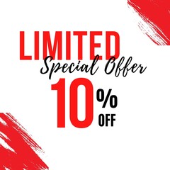 10% Percent limited special offer, Banner with ten percent discount on round balloon with white background