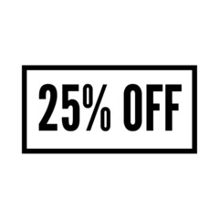 25 percent discount, twenty-five percent symbol discount. 25 % off promotion sale banner, text 25 percent off