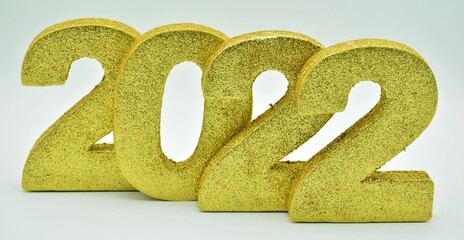 Números dorados formando el año 2022