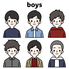 人物イラストセット_かわいい私服の男の子