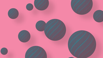 Pink colorful balls shape on background, abstract multicolored geometric shapes. Minimalist design pastel colors decoration.