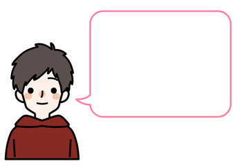 人物イラスト_かわいい私服の男の子_吹き出し