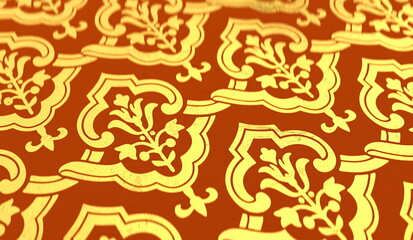 3d rendering of Chinese golden style classical auspicious pattern Chinese New Year background micro-lens. good luck. good fortune. spring festival scrolls
