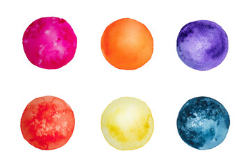 Collection of multicolored watercolor stains.