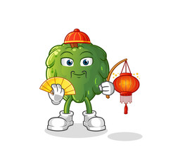 soursop Chinese with lanterns illustration. character vector