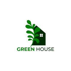 Green House Logo. Usable for Building Nature Logos. Flat Vector Logo Design Template