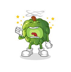 soursop yawn character. cartoon mascot vector