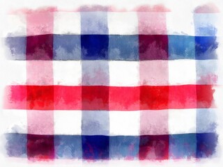 Plaid on a white background watercolor style illustration impressionist painting.