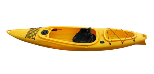 Yellow kayak isolated on white. Outdoor activity - obrazy, fototapety, plakaty