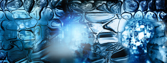 head of artificial intelligence or ai blue glass bubble modern futuristic  abstract technology banner background