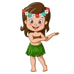 Cute little hula girl dancing