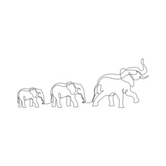 Family Matters - Elephant Line art one line Abstract art,Elephant art print, Elephant line art, Simple line art, Wall art, Digital art